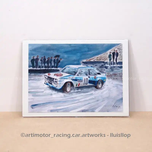 Artimotor prints - mini lito 13x18 1980 Fiat Abarth 131 Walter Rohrl rallye Montecarlo