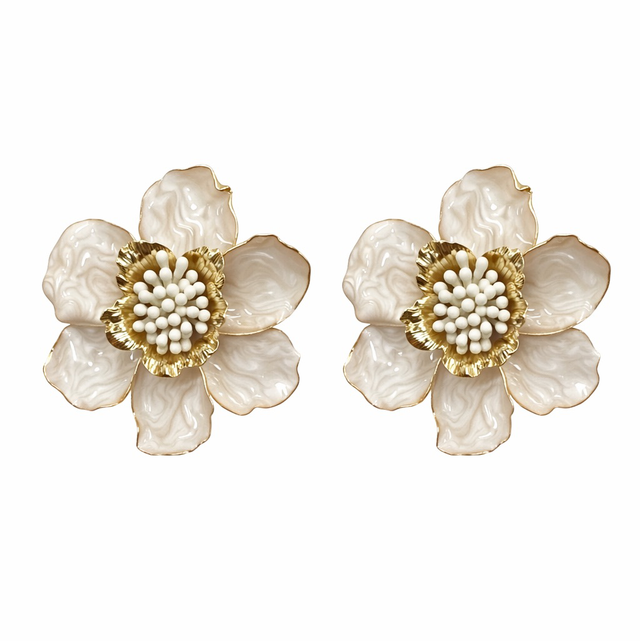 Pendientes flor marfil 