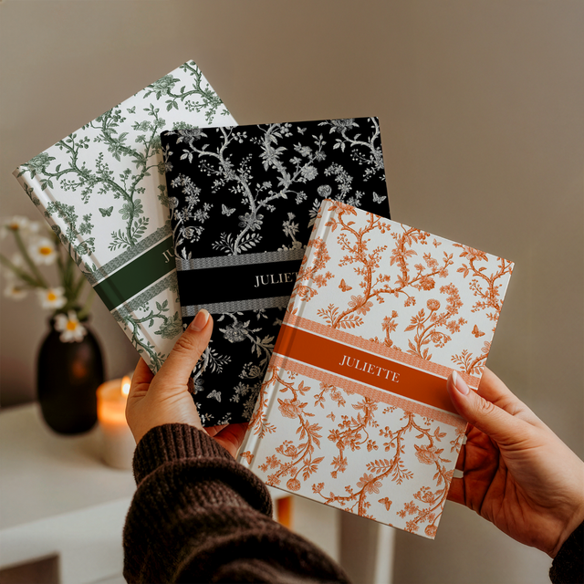 Carnet personnalisé motif toile de Jouy
