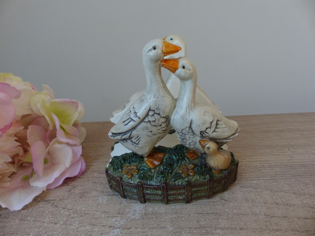 Charmant porte serviettes résine décoré d'oies, accessoire de table cuisine ferme décoration rustique, oiseaux porte serviettes déco cuisine