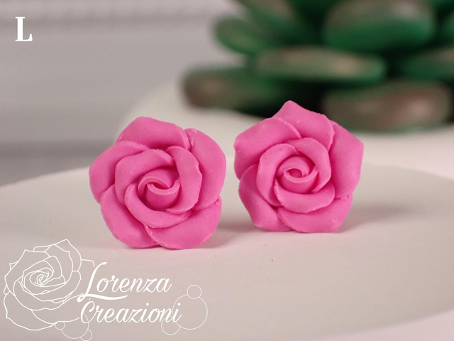 Orecchini a lobo rose rosa bambole