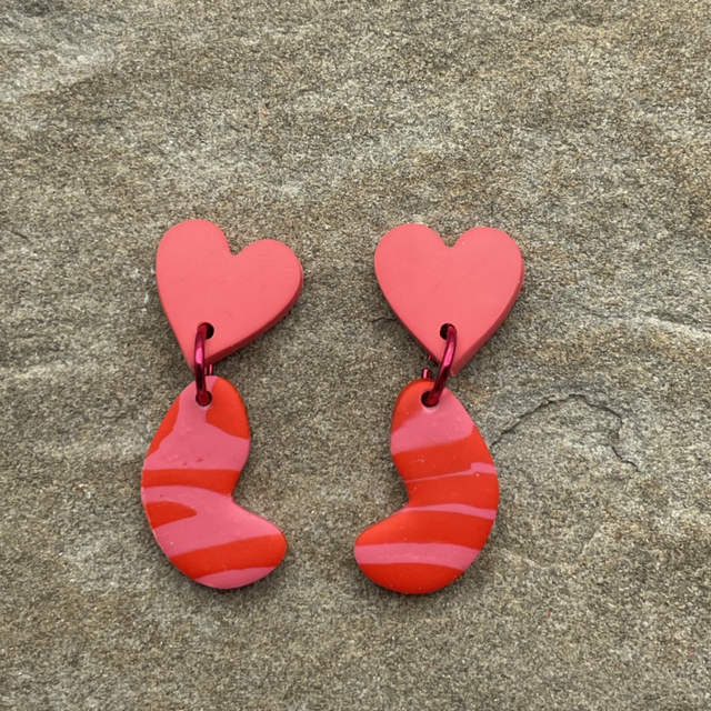 Love heart jelly bean stud drops 