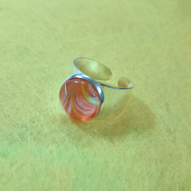 AUBE LUMINEUSE - Bague ajustable - Orange nacré &amp; Jaune