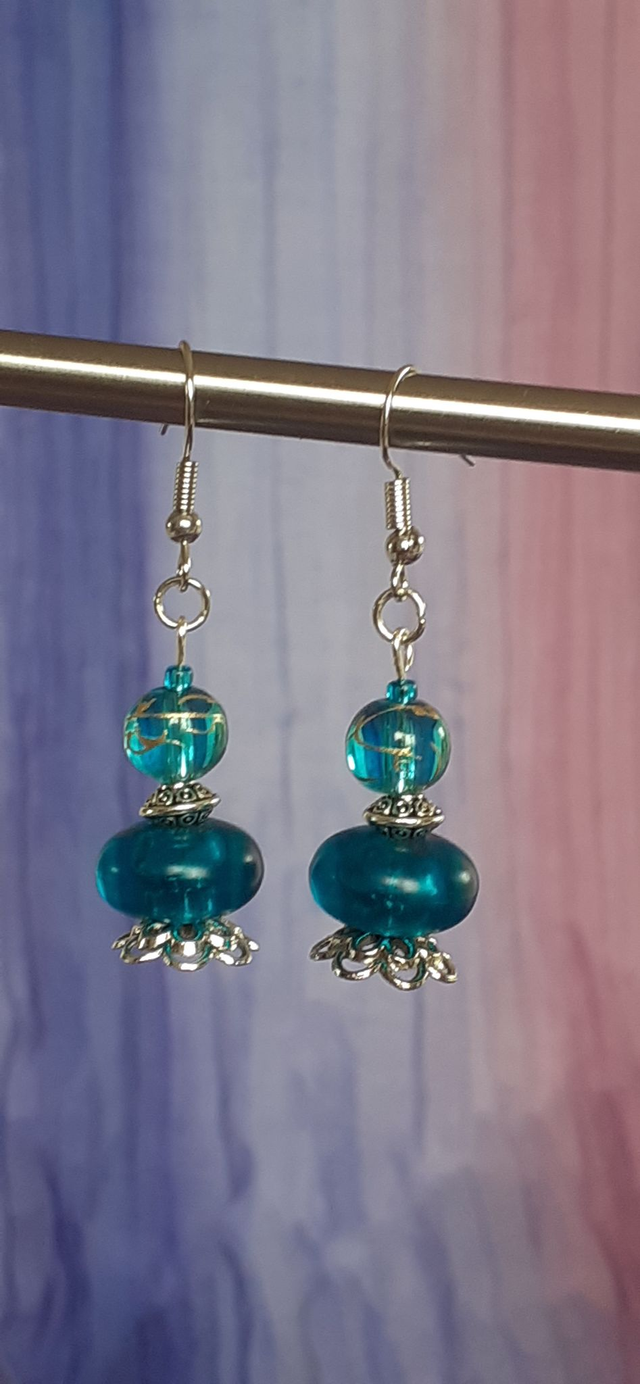 Puce Boucles d'oreilles Bleu Canard