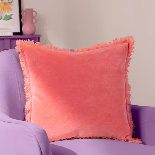 Gracie Coral Velvet Cushion