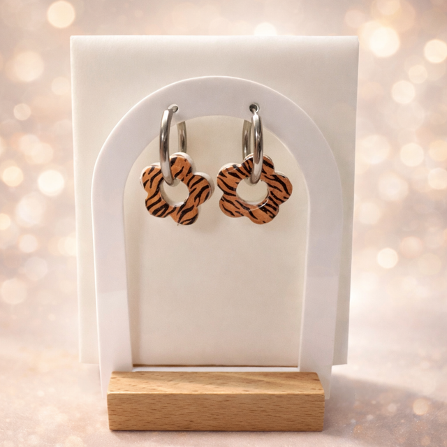 Fleurs, zébré, orange et noir