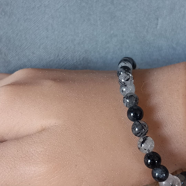 Bracelet ajustable en Quartz à Tourmaline