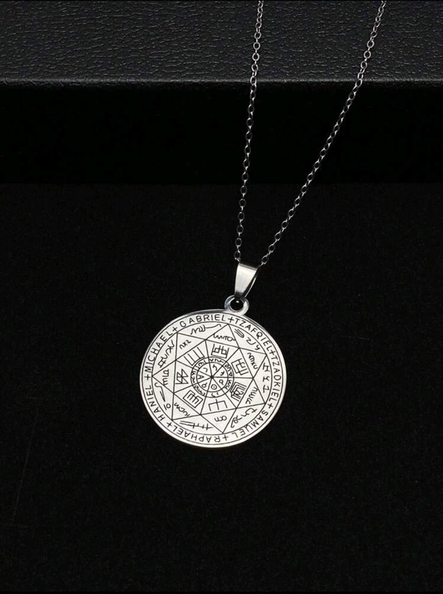 Collier des sept archanges 4,2cm - couleur acier - en acier inoxydable 