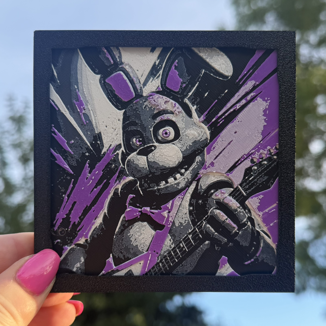 Bonnie the Bunny FNAF Mini HueForge Framed Wall Art – 10 × 10 cm