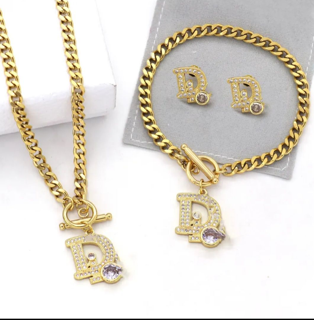 Parures CD 3 pièce doré avec strass
