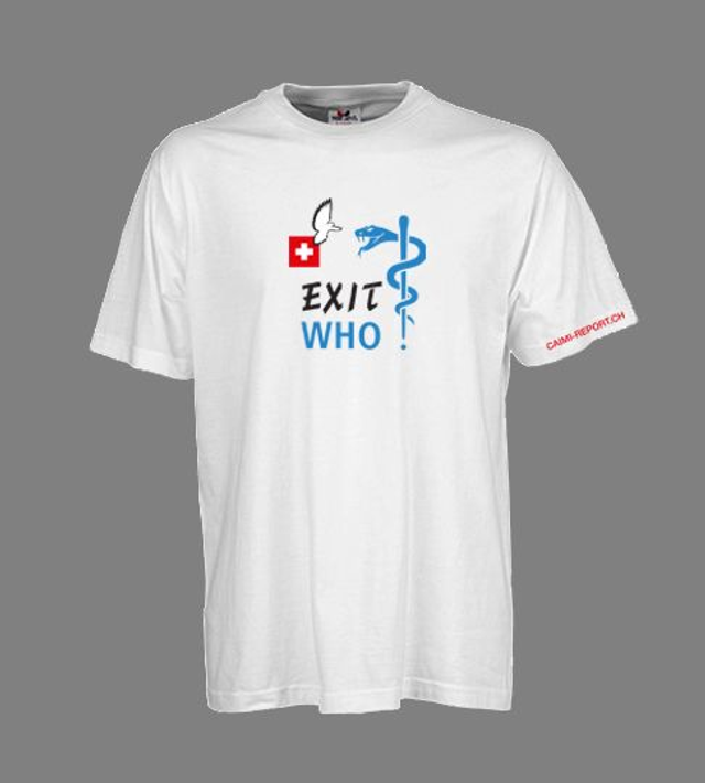 T-Shirt, «EXIT WHO», weiss, unisex