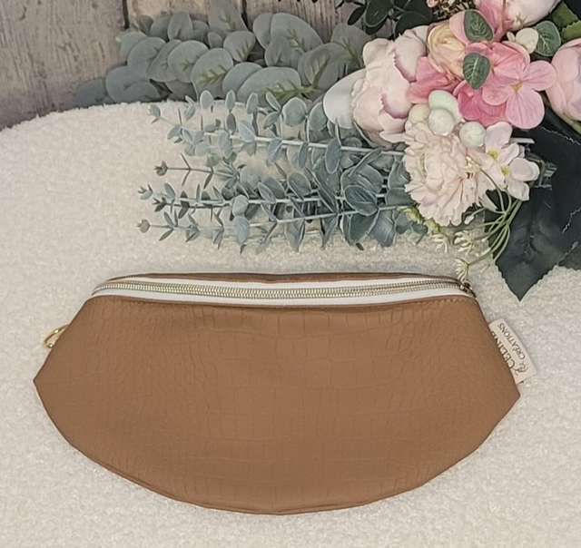 Sac banane simili cuir python camel