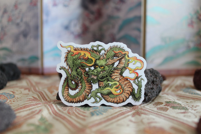 Autocollant dragon kaki