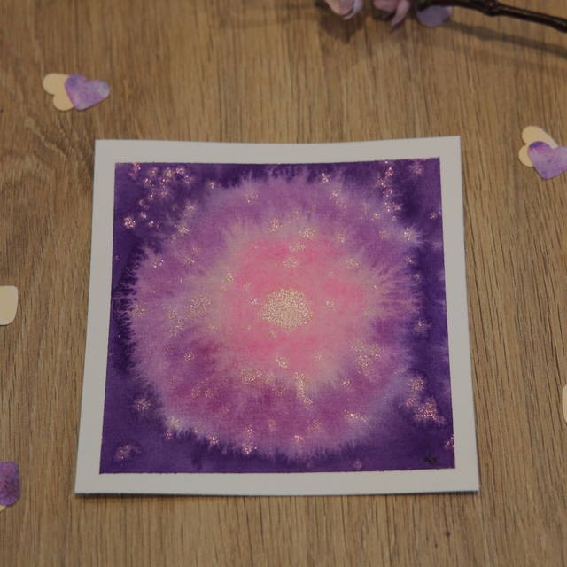 Carte décorative - Galaxie soleil rose