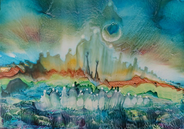 Wax Original - Earthing - A4 encaustic work by Michael Bossom (1)