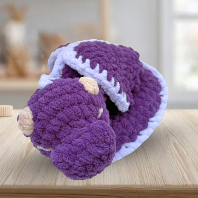 Crochet Plush Large Sleeping Dragon, Purple & Lilac, Ukca tested