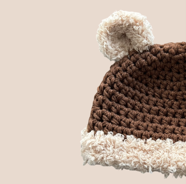 Fluffy Trim Bear Hat - Brown