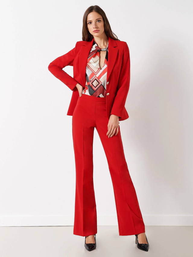 72487099 - Rinascimento Pantaloni Mid Flared in Tessuto Tecnico