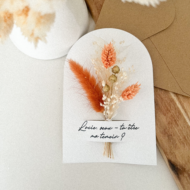 Carte florale anniversaire, demande témoin, demoiselle d&#039;honneur, marraine