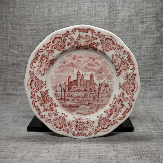 Unicorn Tableware | Ontbijtbord Plat bord (diameter 19,5 | hoogte 2 cm) &#039;Royal homes of Britain&#039; motief roze kleur | Vintage