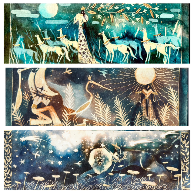 SÉRIE DE 3 ILLUTRATIONS ( FORMAT LETTRE) 