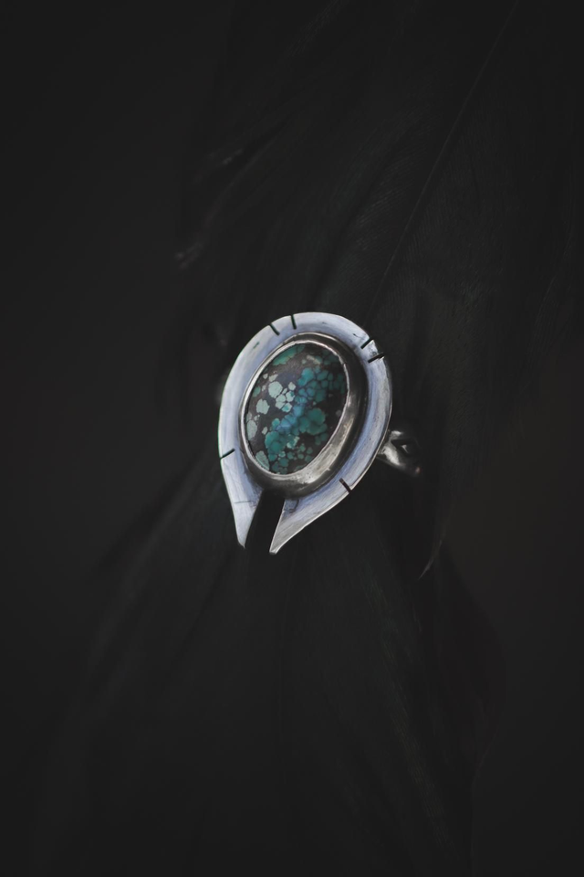 Bague argent massif & turquoise 