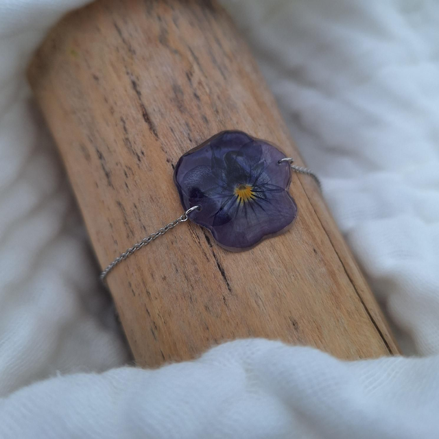 Bracelet petite Pensée • Viola cornuta • argenté 