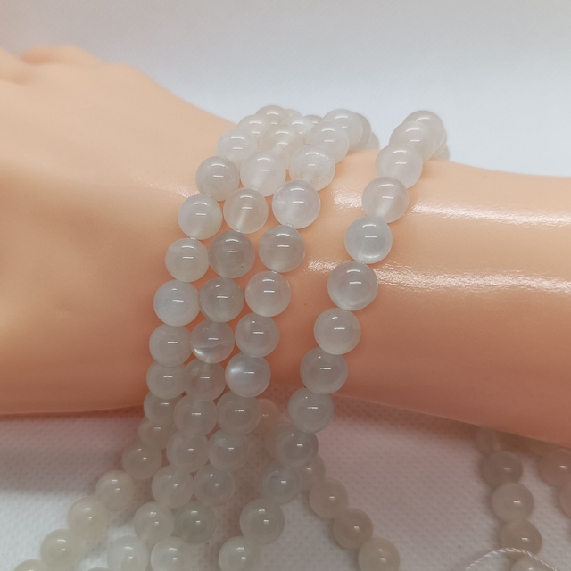 Pierre de Lune Blanche Fumée / Fil de Perles en 6 mm / Boules en Pierres Naturelles Rondes et Polies