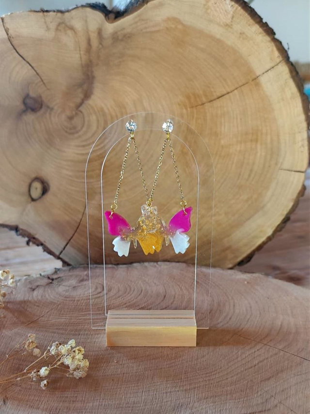 Papillon céleste - Rose blanc doré