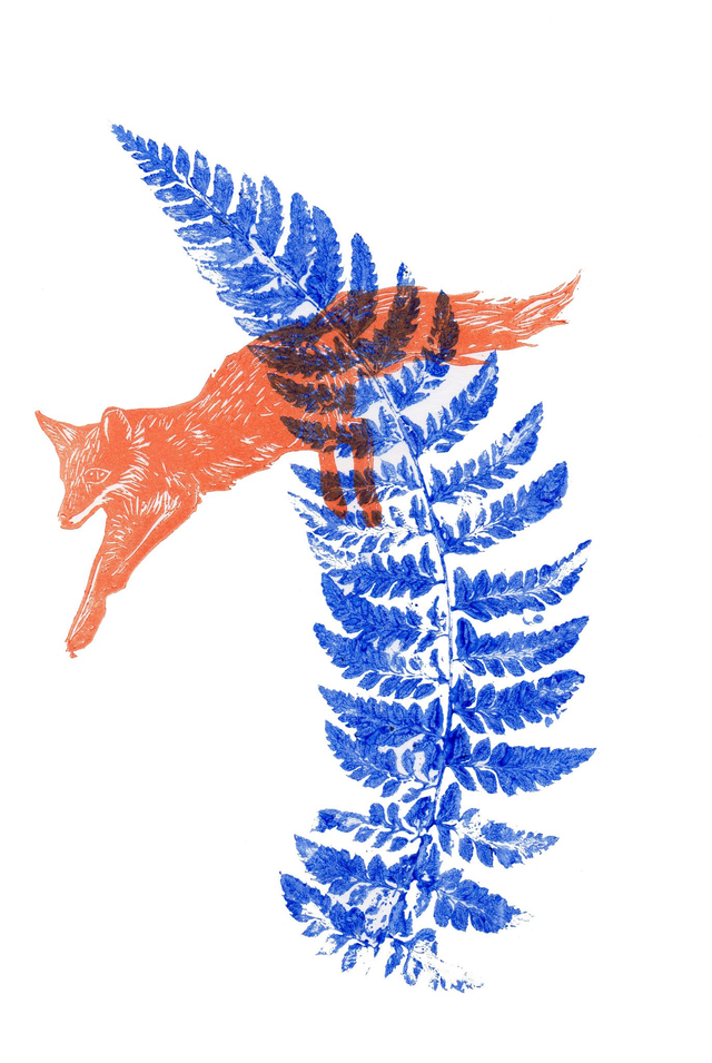 Carte postale renard & fougère