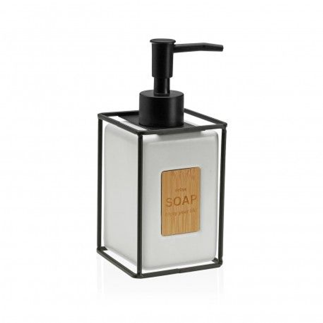 DISPENSADOR JABON BLANCO BORDE NEGRO