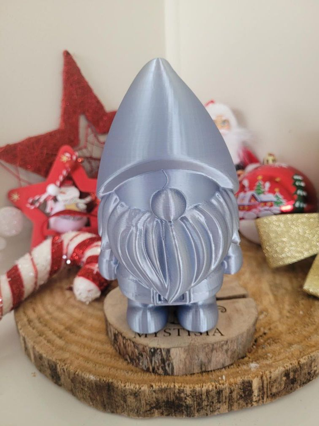 Gnome de Noël argenté en PLA – 10 cm 