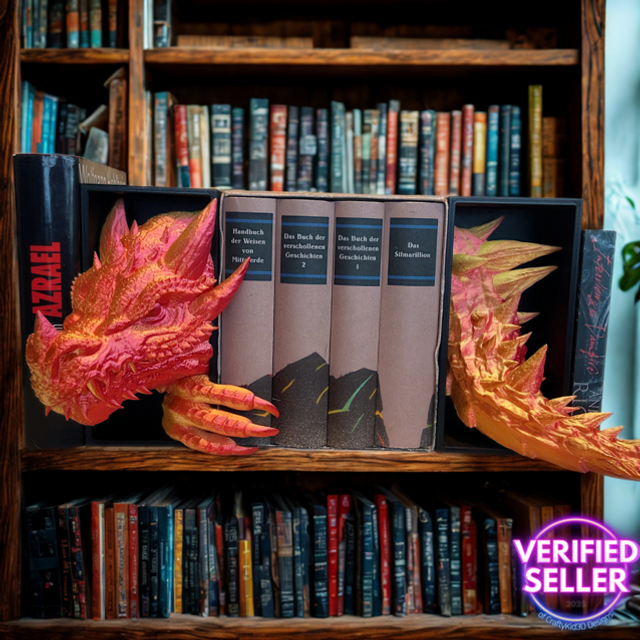 Dragon Booknook, gold-red