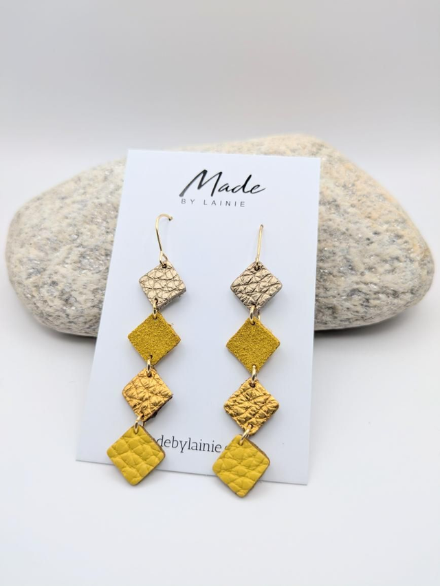 Diagonal Tile Drop Earrings