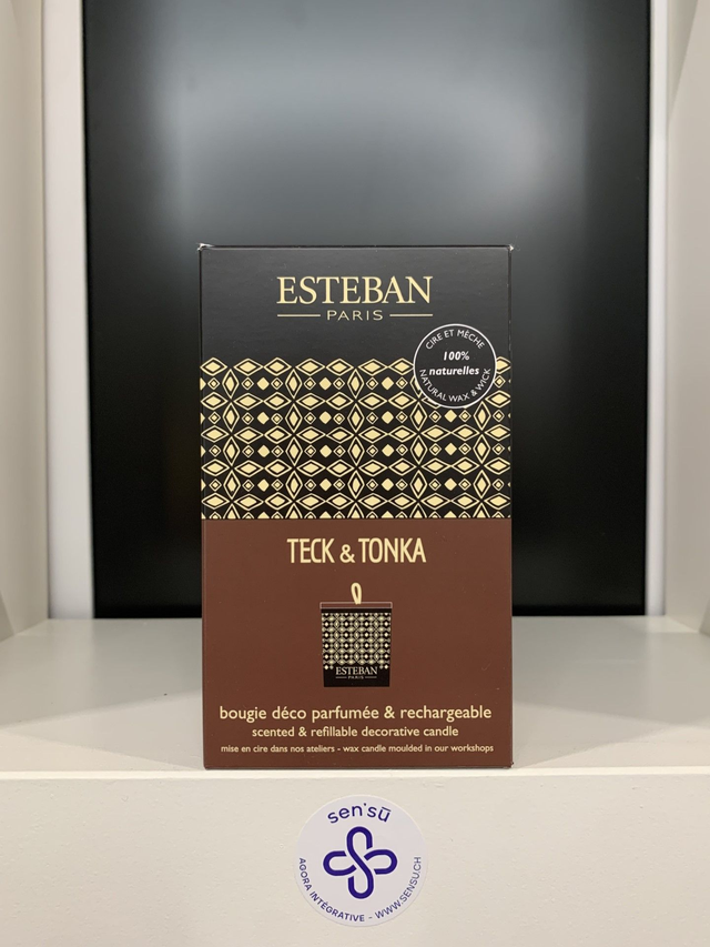 ESTEB BOUGIE DECO&amp;RECHARG PARFUMEE TECK&amp;TONKA 170G