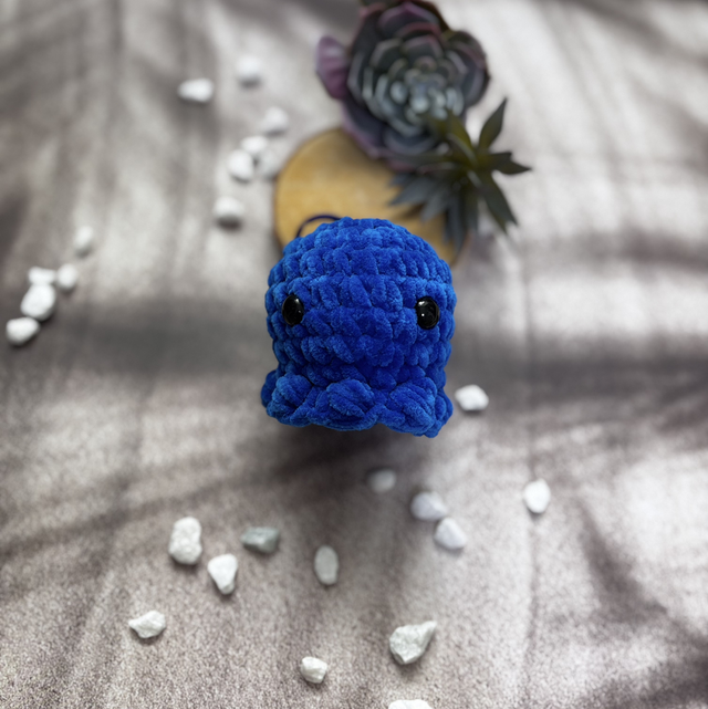 Porte-clés poulpe tout doux bleu roi