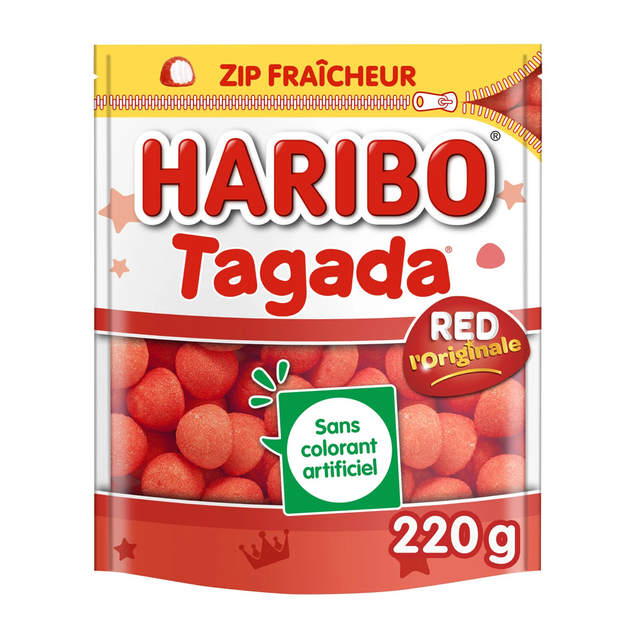 Bonbons Fraise Tagada zip fraicheur HARIBO 220g