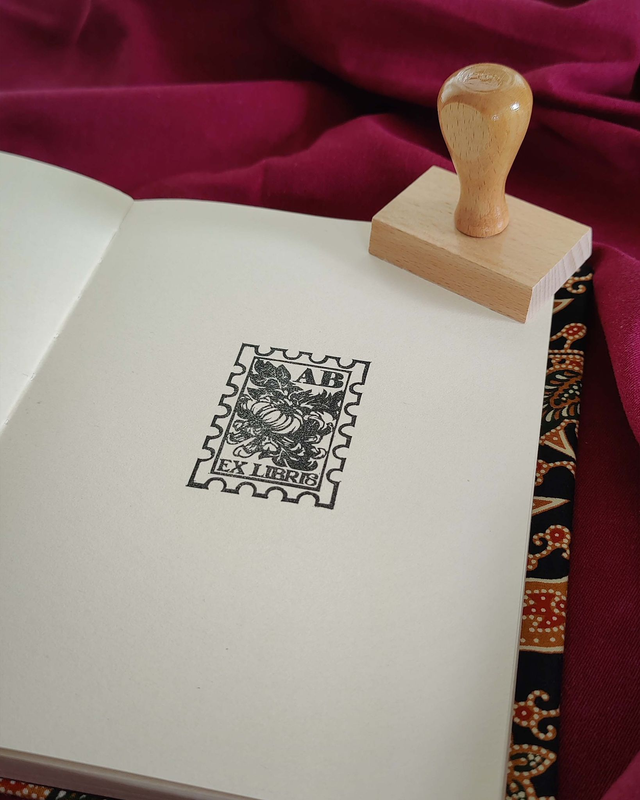 Ex-libris timbre chrysanthème - Tampon personnalisé