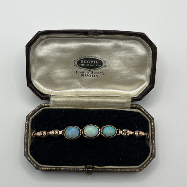 Antique 14ct Gold Bracelet with Opals in Original Box