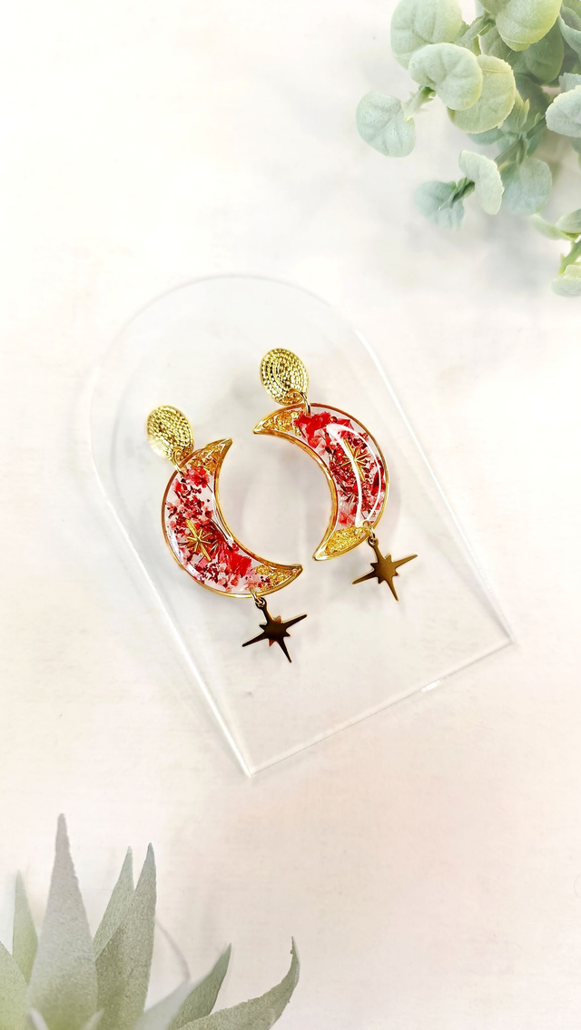 LUNÖÖ - Rouge Capucine - Boucles d&amp;#039;oreilles