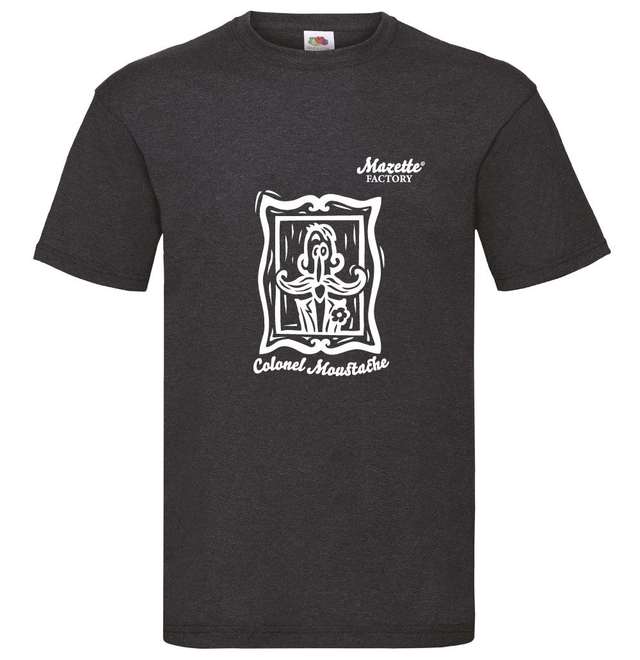 Tee Shirt "Colonel Moustache" Homme Gris Chiné Foncé