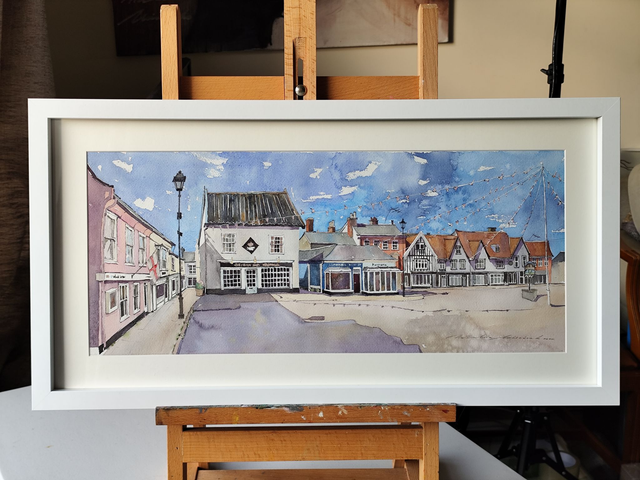 Framlingham Market Hill. Original watercolour painting
