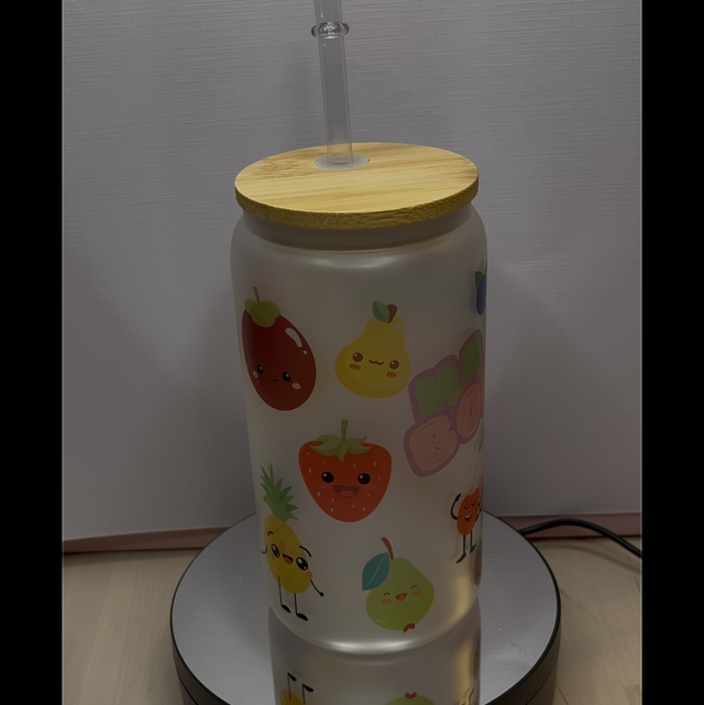 Glass can canette sublimation.     Fruit kawaï