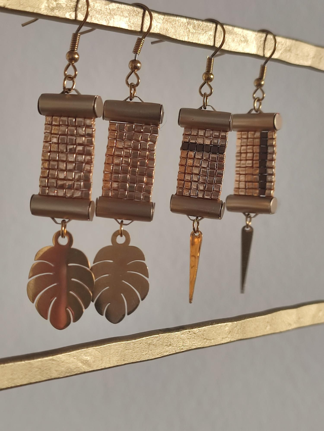 Z- Boucles d&#039;oreilles tissées, plusieurs modèles présentés,à vous de choisir 😊, modèles tissées main sur fil de lin -sans nickel -