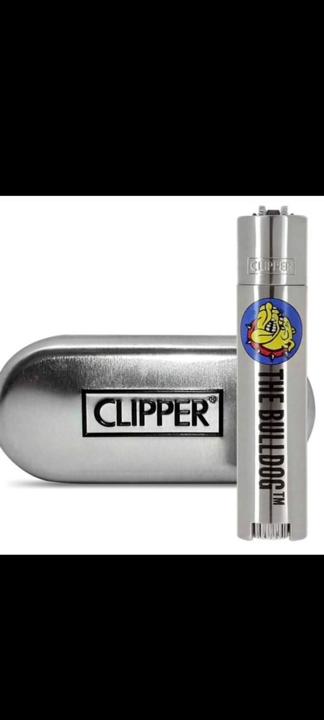 Clipper The Bulldog Silver Metal Lighters + Giftbox 

