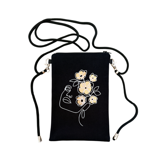 Sacoche téléphone Femme Profil Fleurs