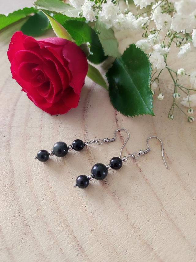 Boucles d'oreilles Obsidienne 