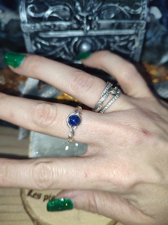 Bague réglable faite-main argentée