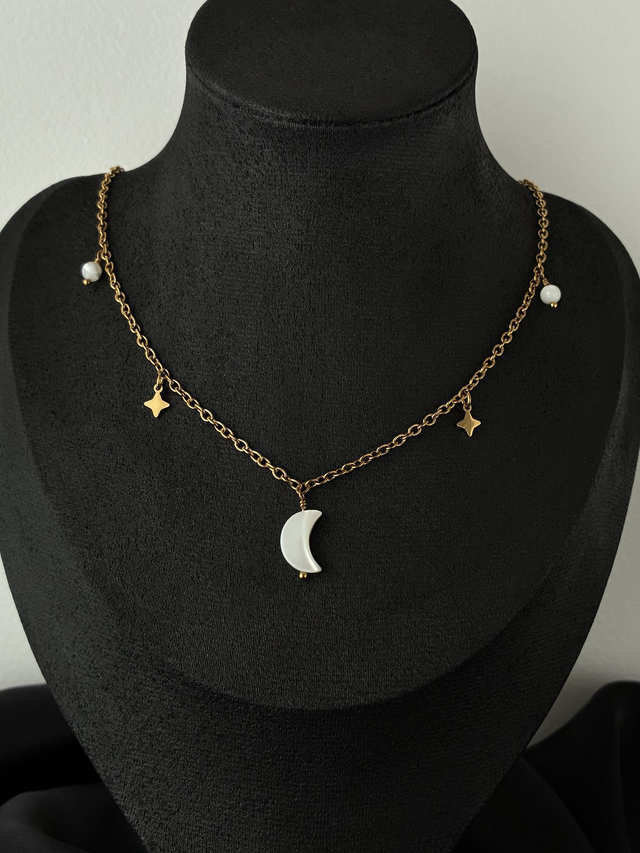 Collier Lune Étoilée Doré