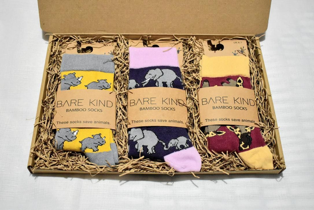 Safari Sock Gift Box - contains 3 x Bare Kind Bamboo Socks